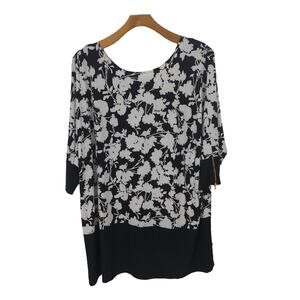 Woman Within Monochrome Floral Blouse